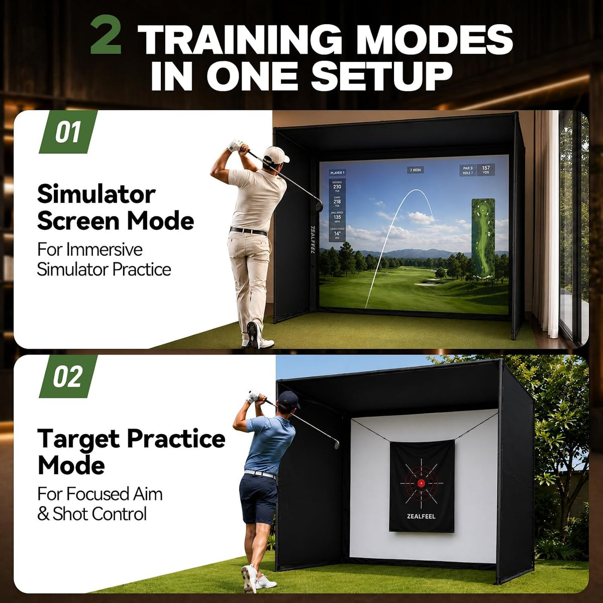 Golf Simulator Enclosure, 10 X 8 Ft/12 X 9 Ft, HD Impact Screen