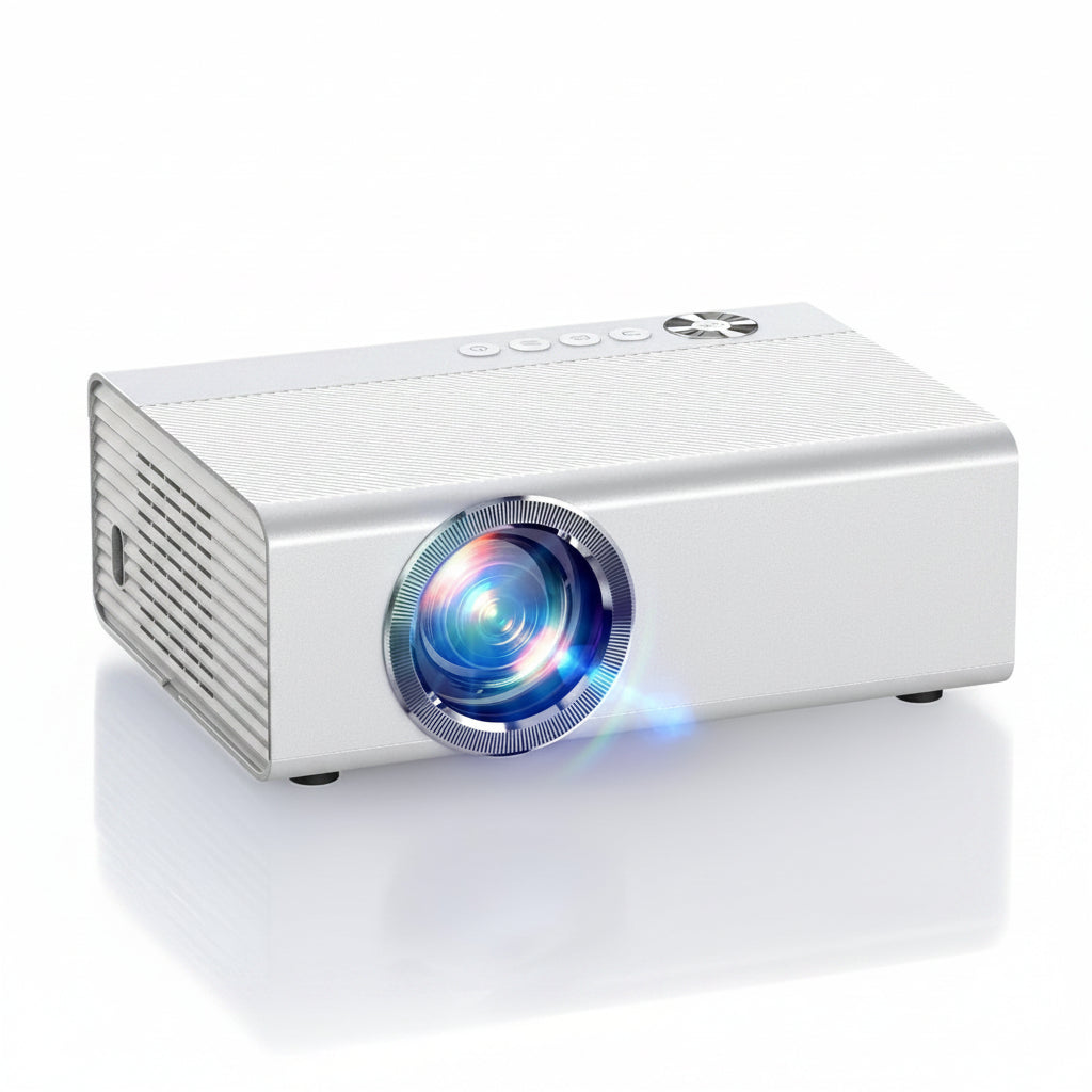 Smart Projector with Wifi and Bluetooth, Proyector-4K with Official Apps, AI Auto Focus 50W Dolby Quiet,  Indoor Outdoor Projector Ceiling for Bedroom, Backyard, Camping