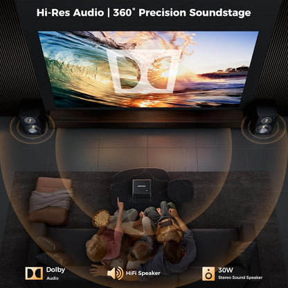4K Smart Projector with 5G Wifi 6 & Bluetooth, Tof AI Auto Focus