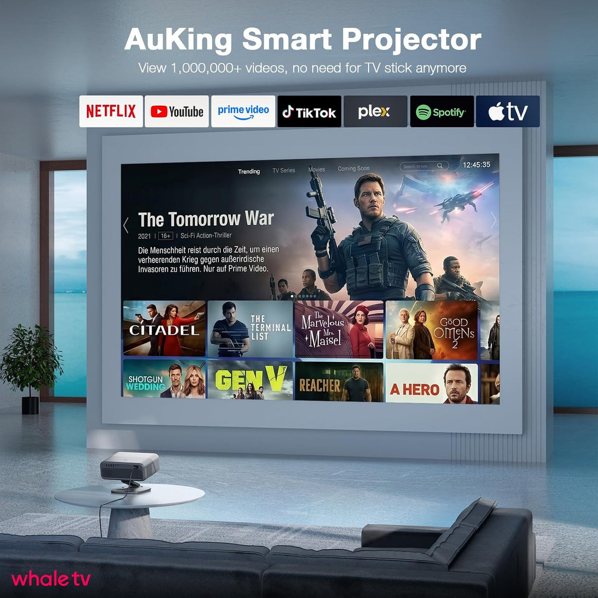 5000ANSI & 3D Dolby Audio 4K Projector with Wifi and Bluetooth, Auto Focus