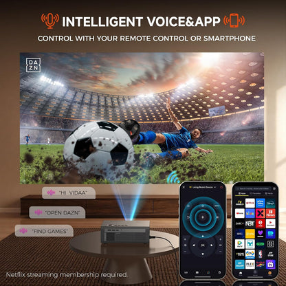 Projector-4K with VIDAA Smart OS AI Auto Focus 60W Dolby Home Theater