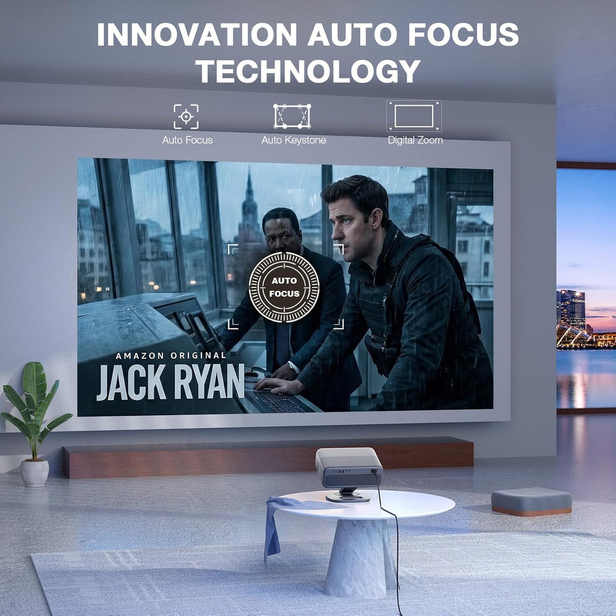 5000ANSI & 3D Dolby Audio 4K Projector with Wifi and Bluetooth, Auto Focus