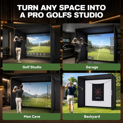 Golf Simulator Enclosure, 10 X 8 Ft/12 X 9 Ft, HD Impact Screen